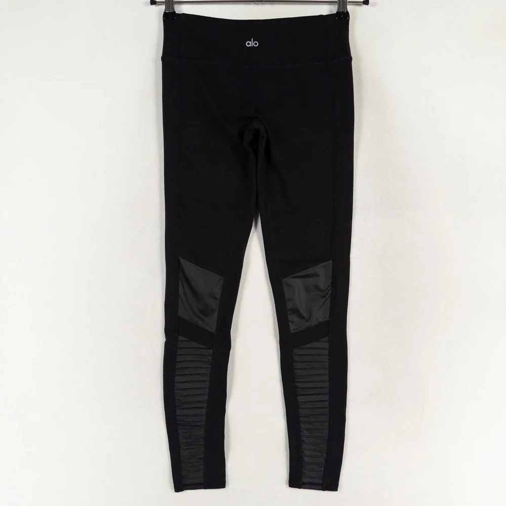 Alo Yoga Moto Legging Womens Size Small Black Active Athletic Fitness Athleisure